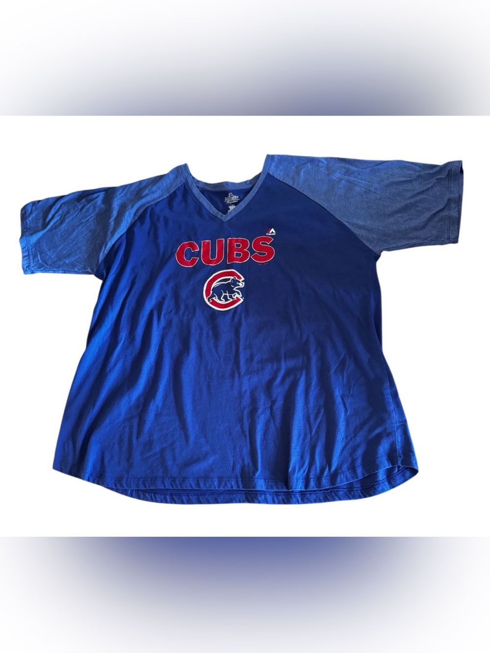 Majestic Chicago Cubs size 3X raglan t-shirt vintage look MLB short sleeve
